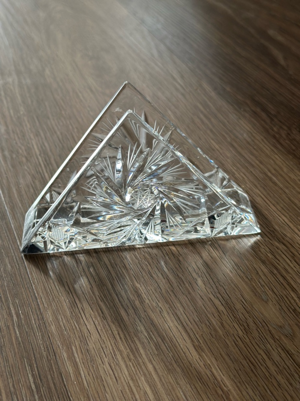Cut Crystal Triangle Napkin/Letter Holder - Clear
